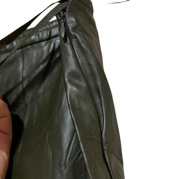 INC Vegan Leather olive green 12 (L) high waist Straight leg pants - Picture 3 of 5